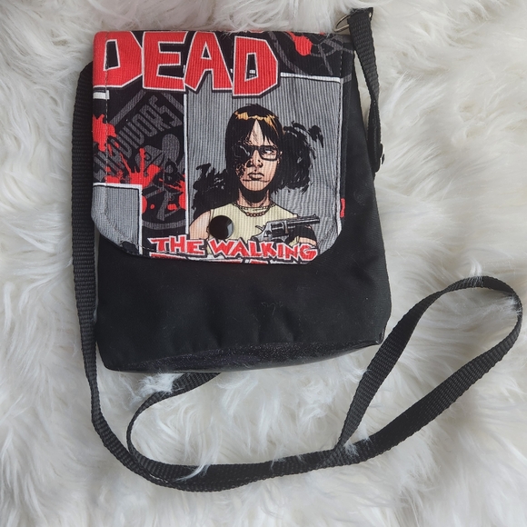 Walking Dead Black Fabric & Patent Messanger Crossbag Purse - Picture 1 of 10